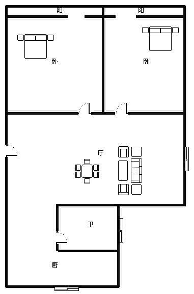 (出售) 南福华多层二楼双气两室，两卧朝南，超高得房率